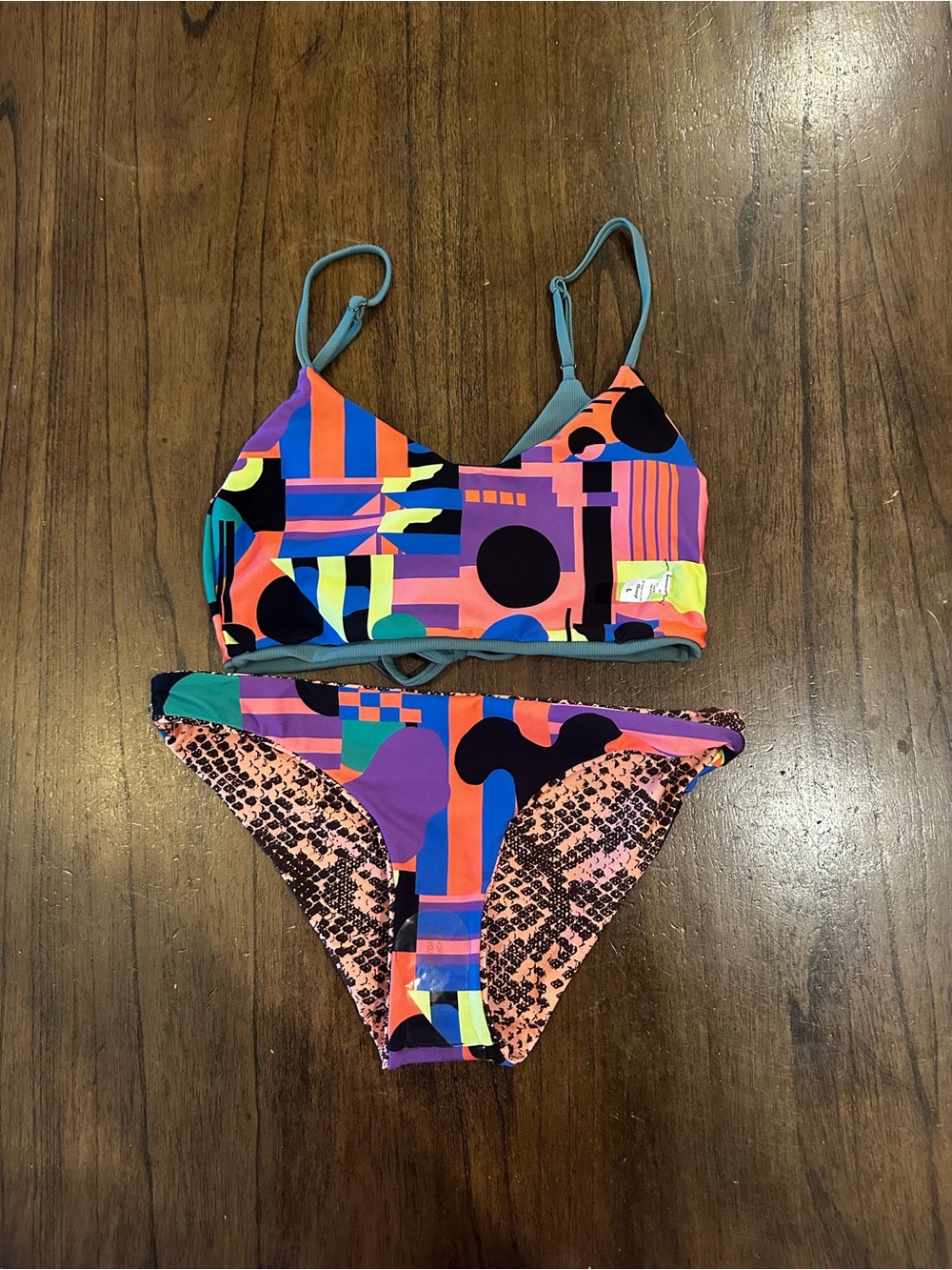 Colorful Geometric Print Bikini Set